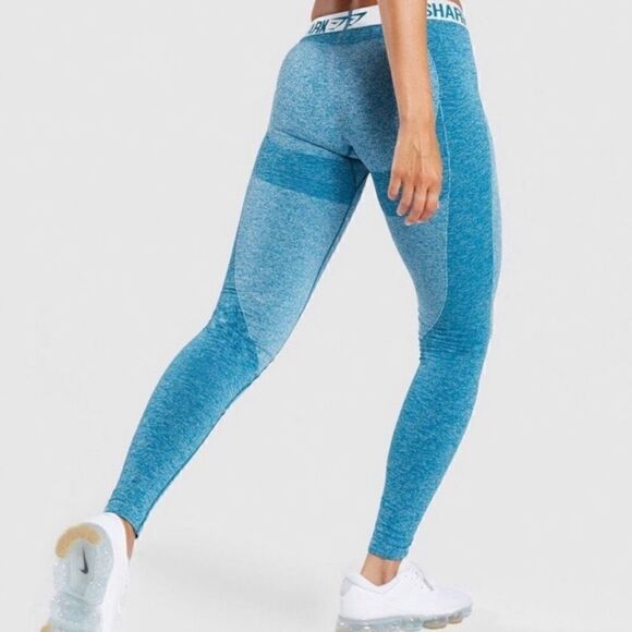 Gymshark Flex Seamless Leggings Workout Tights Heathered Blue Teal size S - Picture 6 of 15